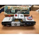 1960s Japanese Daiya tinplate friction powered police car P.D.110 in original box- near mint