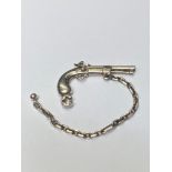 Rare Dunhill silver novelty key ring in the form of a percussion pistol with chain. Stamped Dunhill,