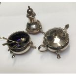 Silver three piece cruet set