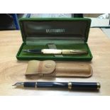 Waterman gold plated fountain pen with 18k gold nib , Waterman's ladies miniature black and gold