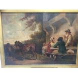 After George Morland (1762-1804) oil on canvas - Rural scene with figures