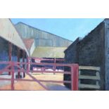 David Britton, contemporary, oil on board - Wick Farm, Layer, signed, framed, 50cm x 58cm