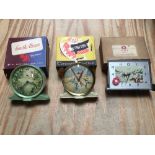Three vintage Smiths clocks to include ‘Circus’ alarm clock, cowboy and country side scene, all