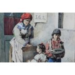 Teodora Reyman, Italian 19th century, watercolour - The Wineseller, signed and inscribed Roma, in