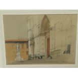 Patrick Hamilton (born 1923) -pair of pencil and watercolours- Cathedral steps and bridge