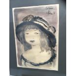 Roger Etienne (b1922) mixed media portrait of a girl, signed and dated