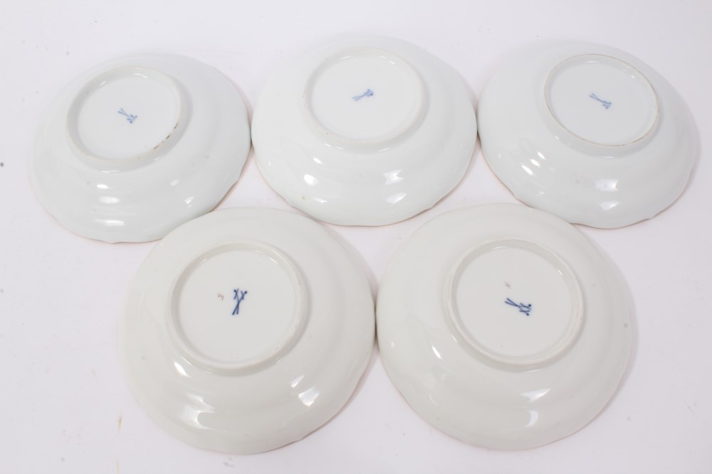 Set of six 19th century Meissen floral painted cups and five saucers - Image 10 of 15