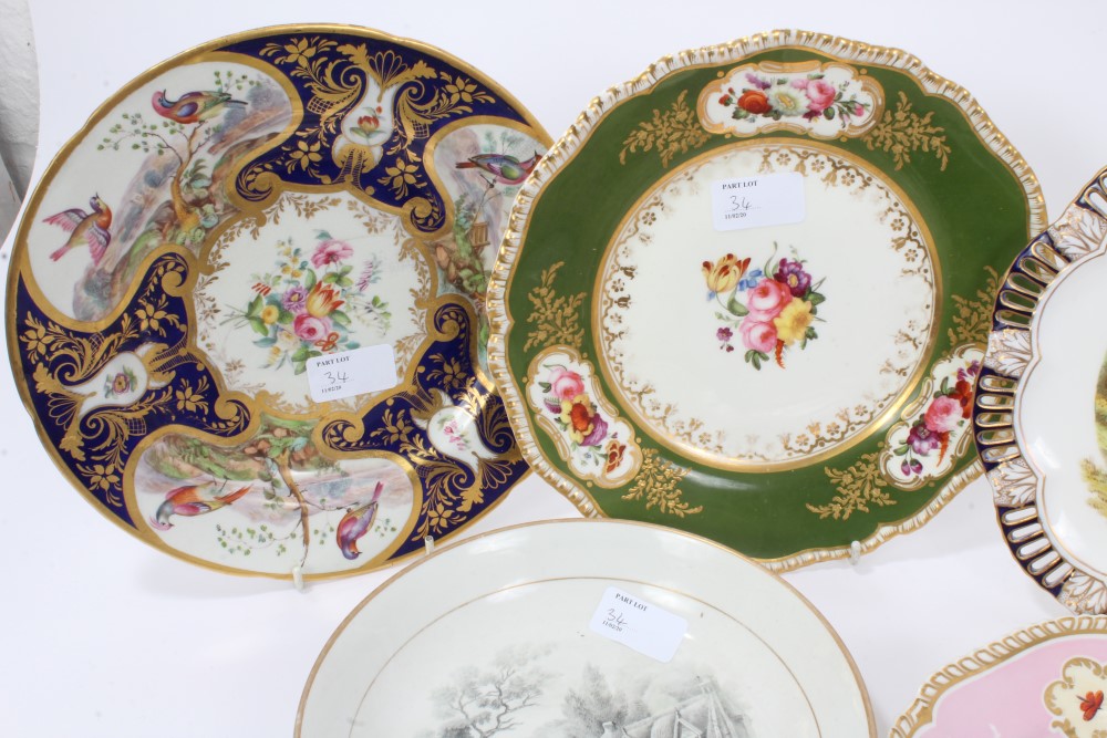 Good collection of eighteen 19th century English porcelain plates, variously decorated with flowers, - Image 2 of 11