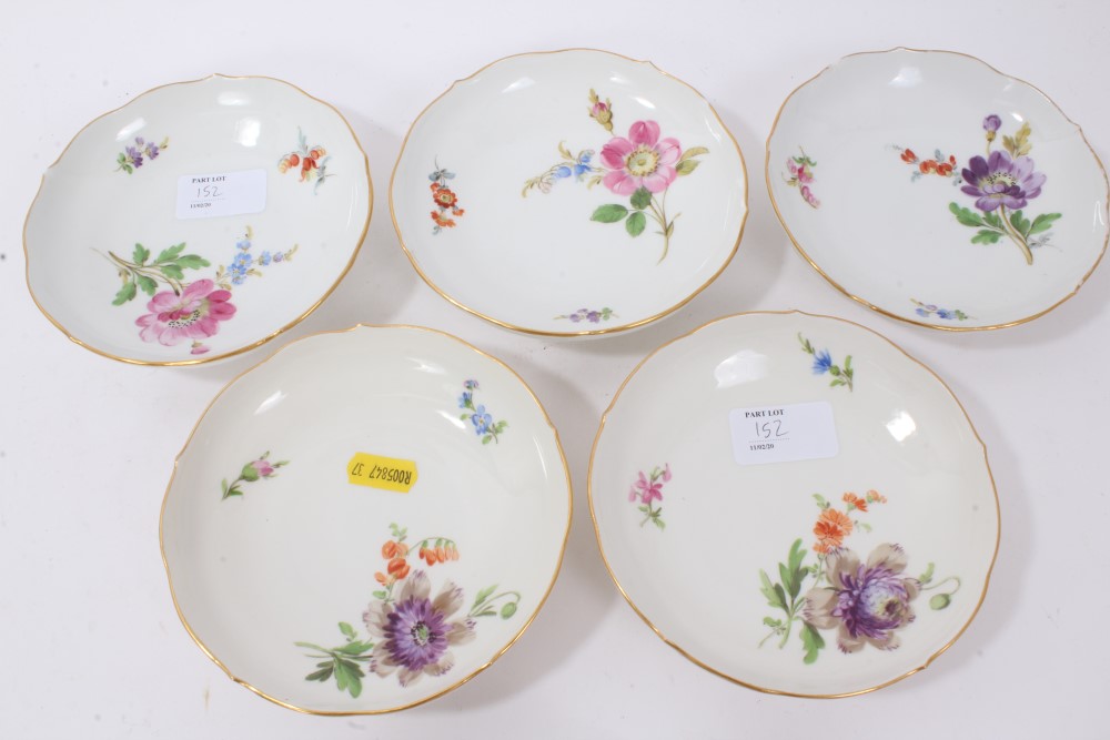 Set of six 19th century Meissen floral painted cups and five saucers - Image 9 of 15