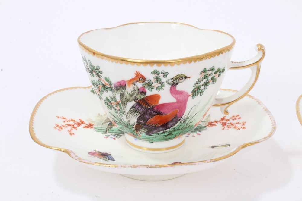 Set of six English porcelain cups and saucers in the Meissen style - Image 2 of 6