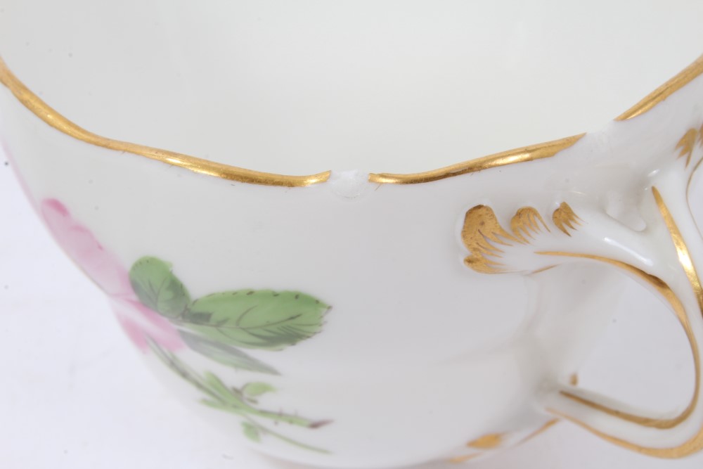 Set of six 19th century Meissen floral painted cups and five saucers - Image 13 of 15