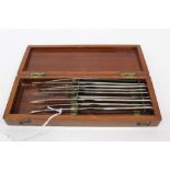 Set late 19th/early 20th century surgeons scalpels and instruments in fitted mahogany case