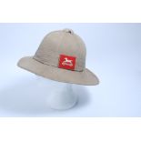 Second World War British Army Foreign Service pith helmet, with leather headband and flash for the