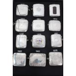 Collection of twelve large Victorian silver and later Vesta cases