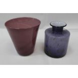 Two purple art glass vases