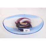 Caithness Freestyle limited edition art glass bowl, with blue and purple swirls, numbered 213 of