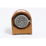 Second World War Luftwaffe cockpit clock by Junghans with black dial, luminous Arabic numeral