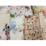 Quantity of vintage table clothes and napkins including boxed Irish Linen sets, embroidered and