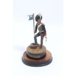Lead model of a Napoleonic era solider with plaque 'R.H.A. Rocket Troop, private 1815', approx 19cm