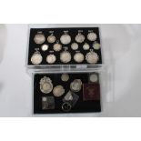 G.B. A two drawer display cabinet housing a collection of Victoria J.H. and O.H. silver coins and