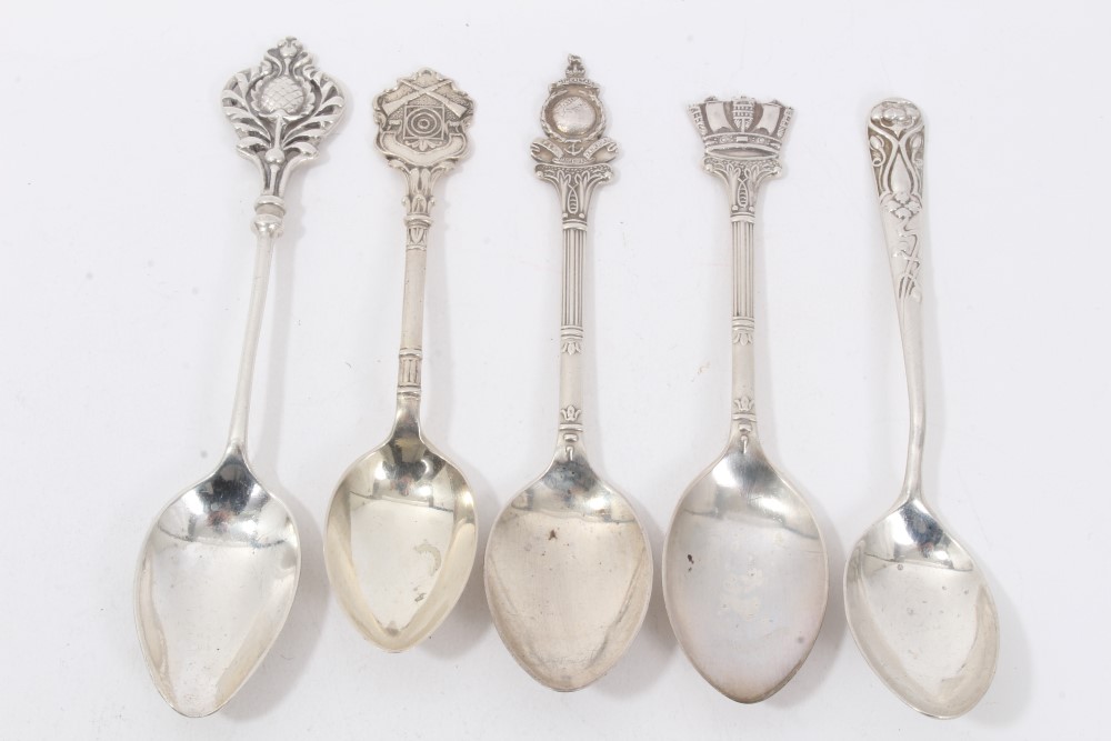 Nine silver military related and other teaspoons - Image 2 of 3