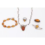 Group of silver Baltic Amber jewellery