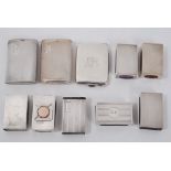 Collection of ten early twentieth century silver matchbox covers, and match match cases