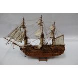 Scratch built model of H.M.S. Victory on stand