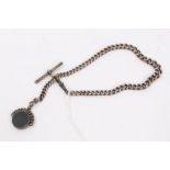 Silver Albert chain with bloodstone fob