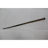 Late 19th/early 20th century Rhino Horn walking stick with metal collar and integral rondel handle,