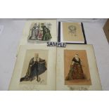 A selection of Victorian greeting cards, scraps, French fashion plates and printed pictures of