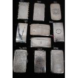 Collection of ten Victorian and later silver card cases