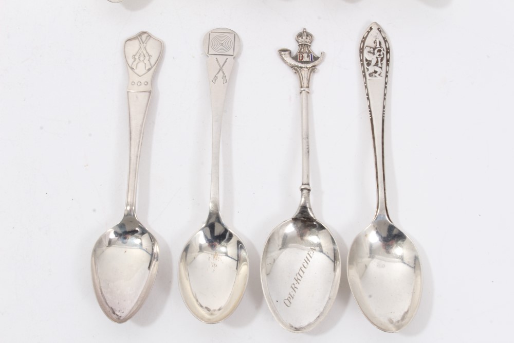 Nine silver military related and other teaspoons - Image 3 of 3