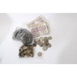 G.B. - mixed coinage and banknotes to include pre-1920 silver (estimated face value £4.82½p),
