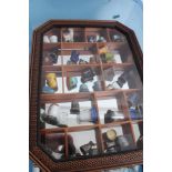 Large collection of porcelain thimbles and two display cabinets
