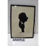 Silhouette full length portrait by Baron Scrutford, London 1923, Caricature Dickie by Poli 1956,