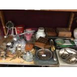 Kitchen ware including mincers, coffee grinder, plated flat ware and sundries