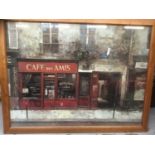 Decorative print - Cafe Des Amis, glazed frame