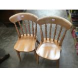 Set of six Beech kitchen chairs