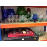 Quantity glassware including coloured glass and boxed glass