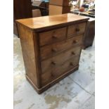 Victorian mahogany chest of two short and three long drawers