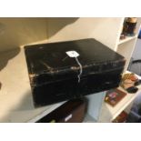 Victorian black leather jewellery box