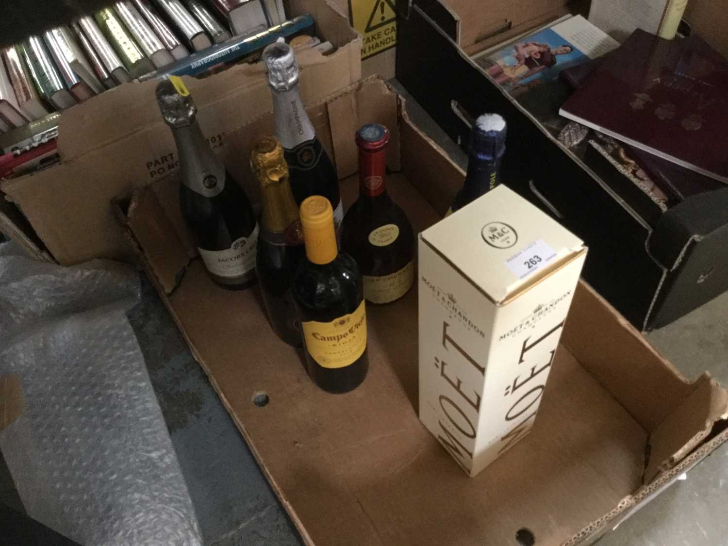 Bottles of alcohol to include Moët & Chandon champagne