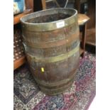 Old brass bound oak barrel stick stand