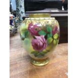 Royal Worcester blush ivory vase painted with roses