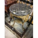 Cast iron pub table with marble top