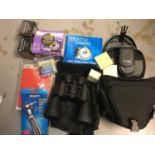 Digital cameras, boxed, pair binoculars and accessories