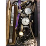 Group various watches including one silver cased pocket watch