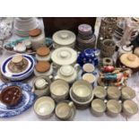 Collection of decorative china and other items to include mantel clock