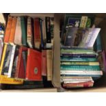 Four boxes books including wildlife, local area guide books, novels, etc